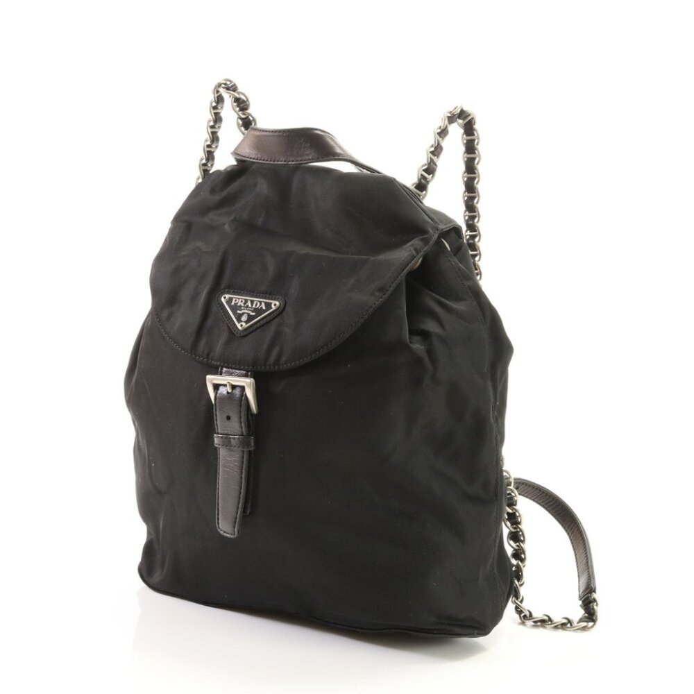 Prada Small Tessuto Backpack Bag with Chain B4821